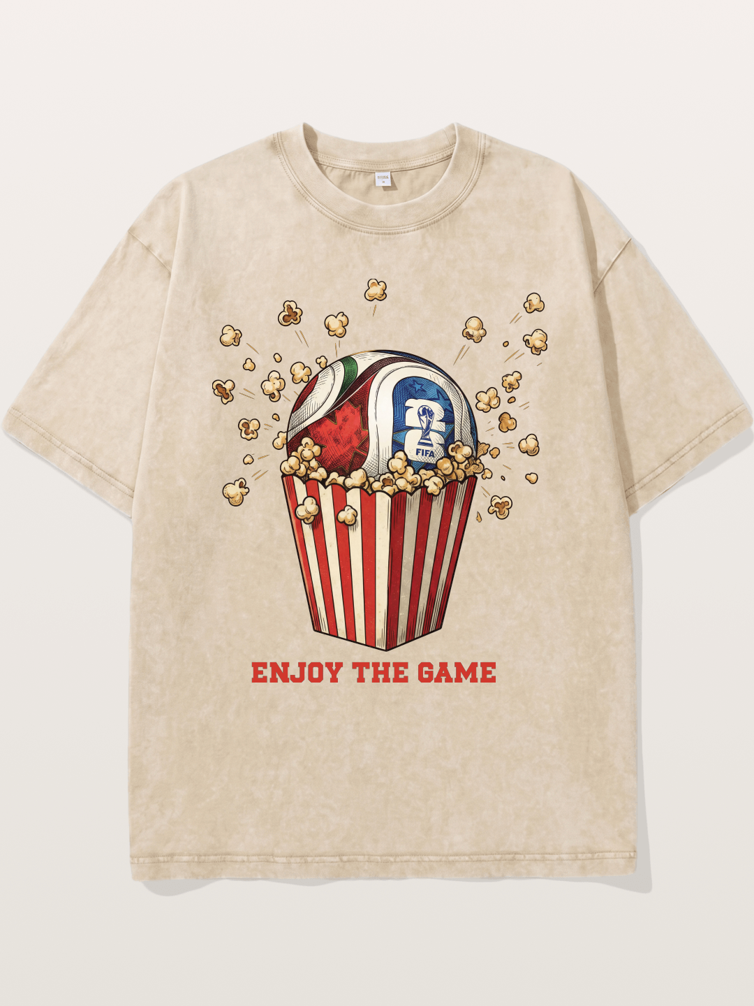 Soccer Ball in Popcorn Bucket Washed T-shirt