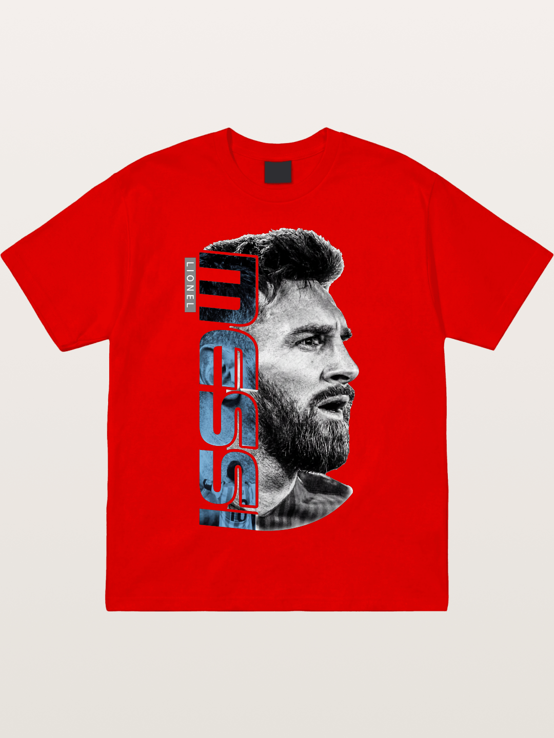 Messi Vertical Typography Art Cotton T-shirt