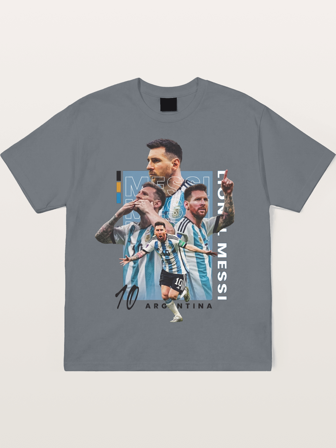 Messi Argentina Layered Collage Cotton T-shirt