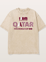 Qatar 2026 Geometric Ornament Art Washed T-shirt