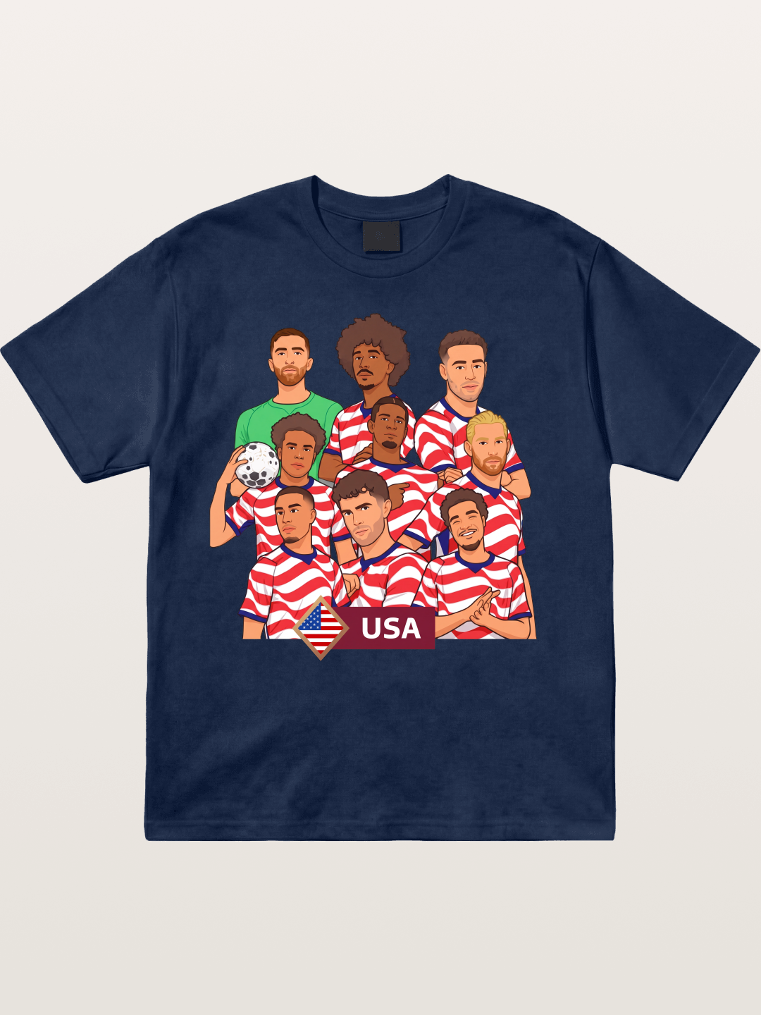USMNT Cartoon Full Roster Gathering Cotton T-shirt