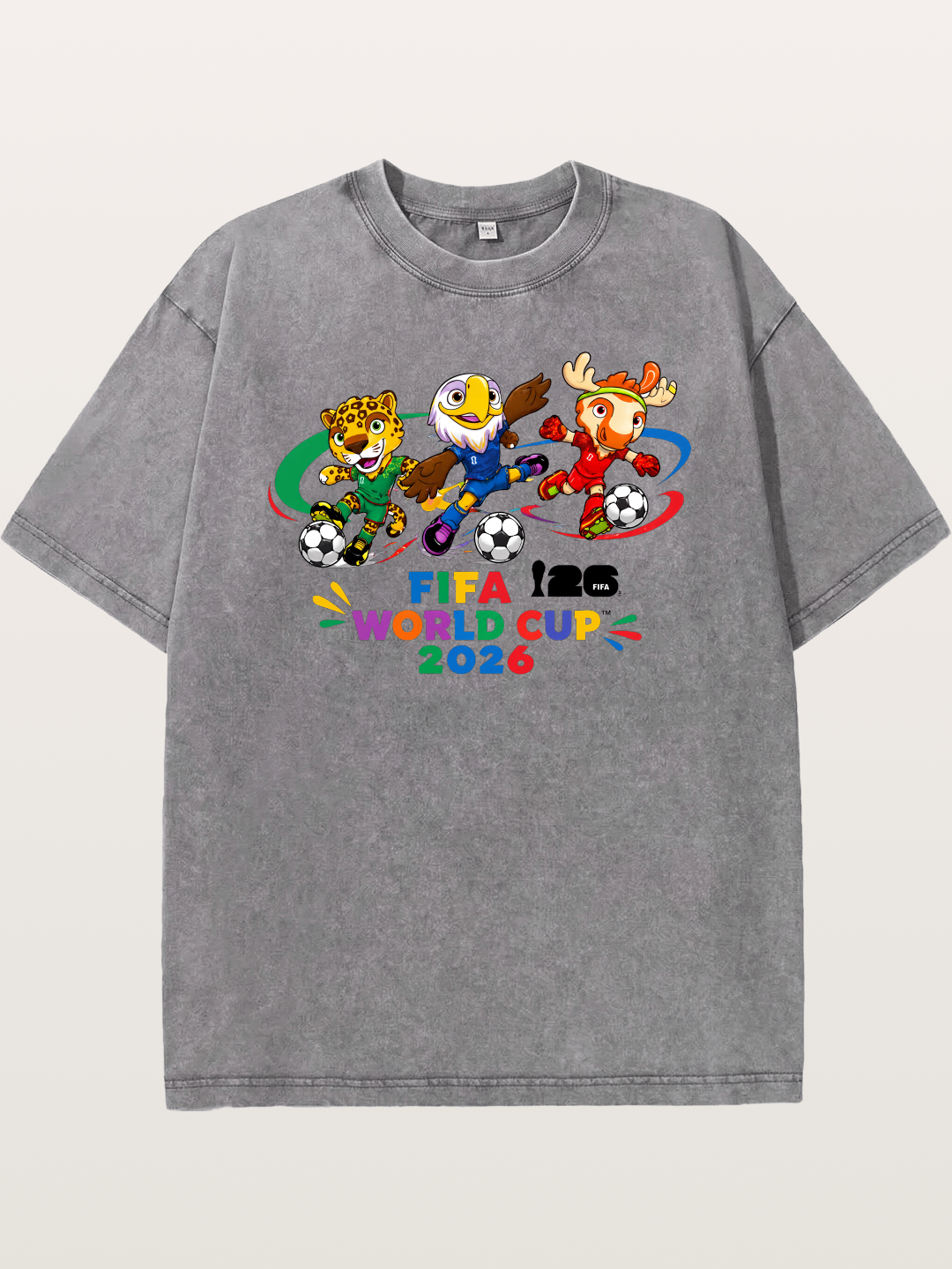 2026 World Cup Mascots Art Washed T-shirt