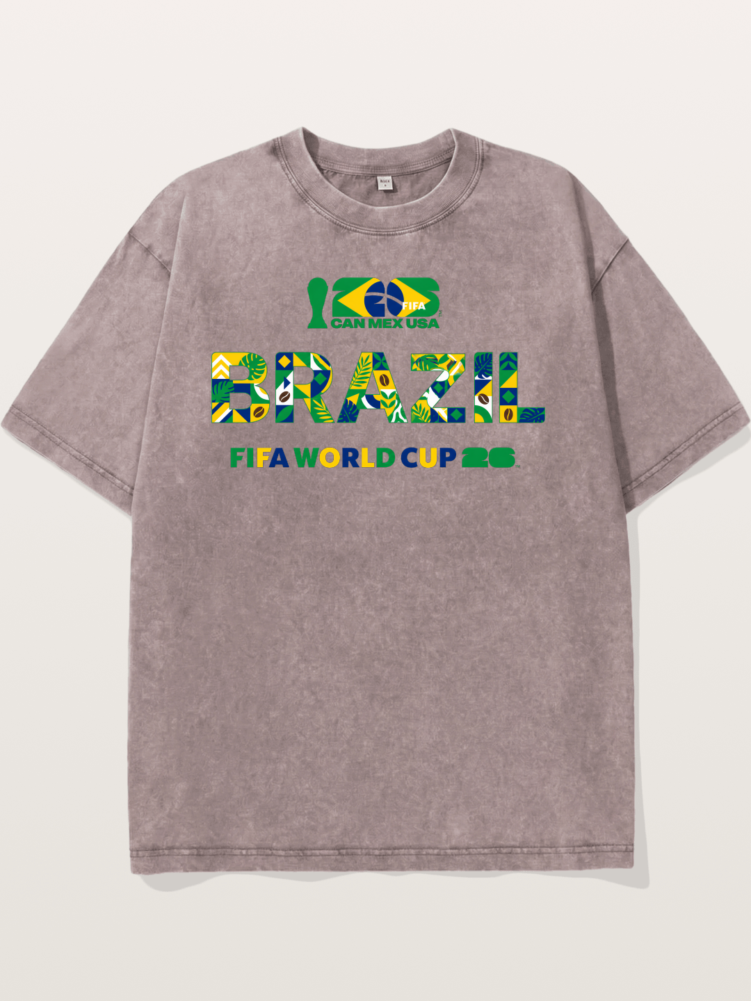 Brazil 2026 Floral Pattern Art Washed T-shirt