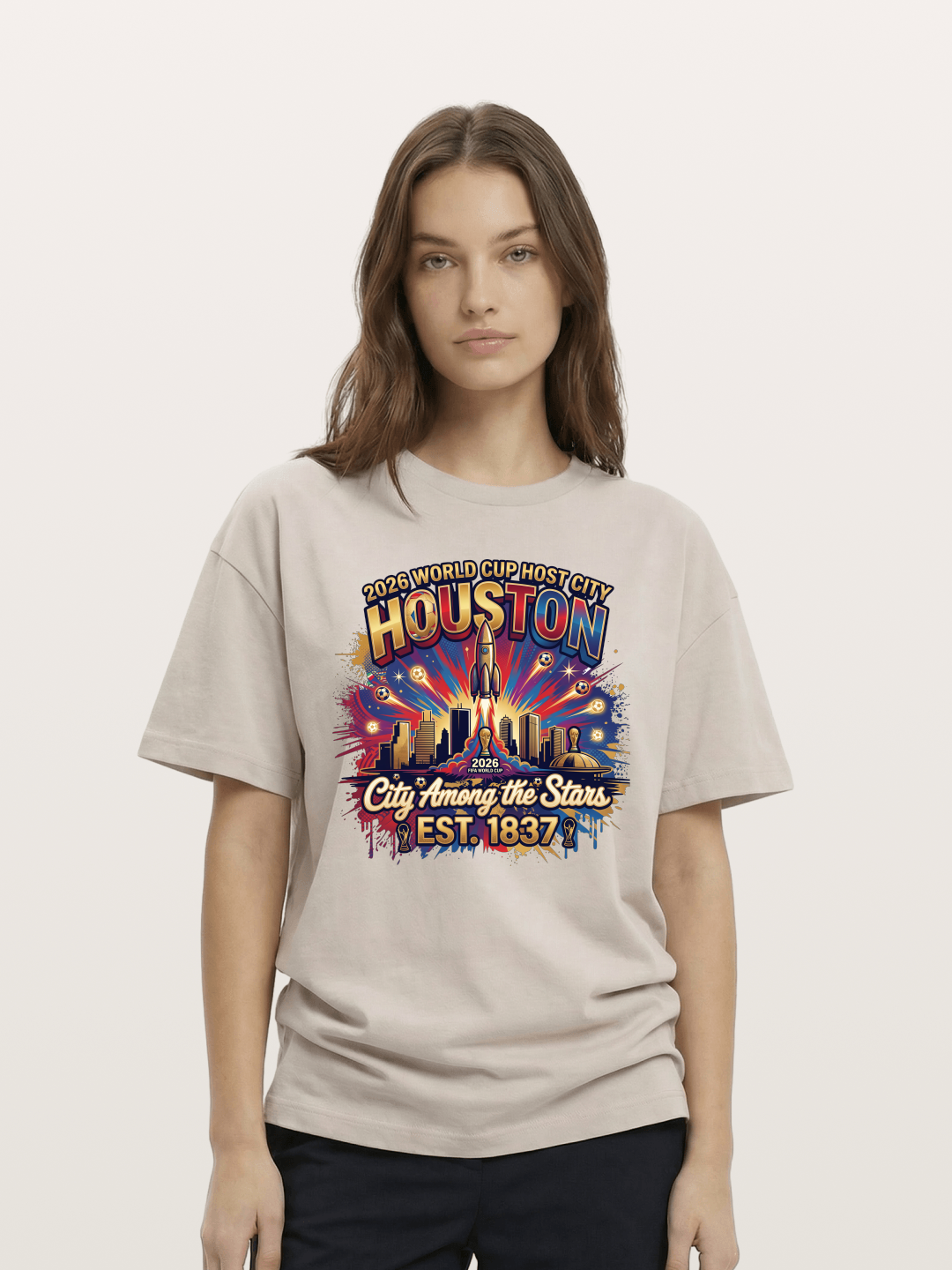 Houston 2026 Host City Art Cotton T-shirt