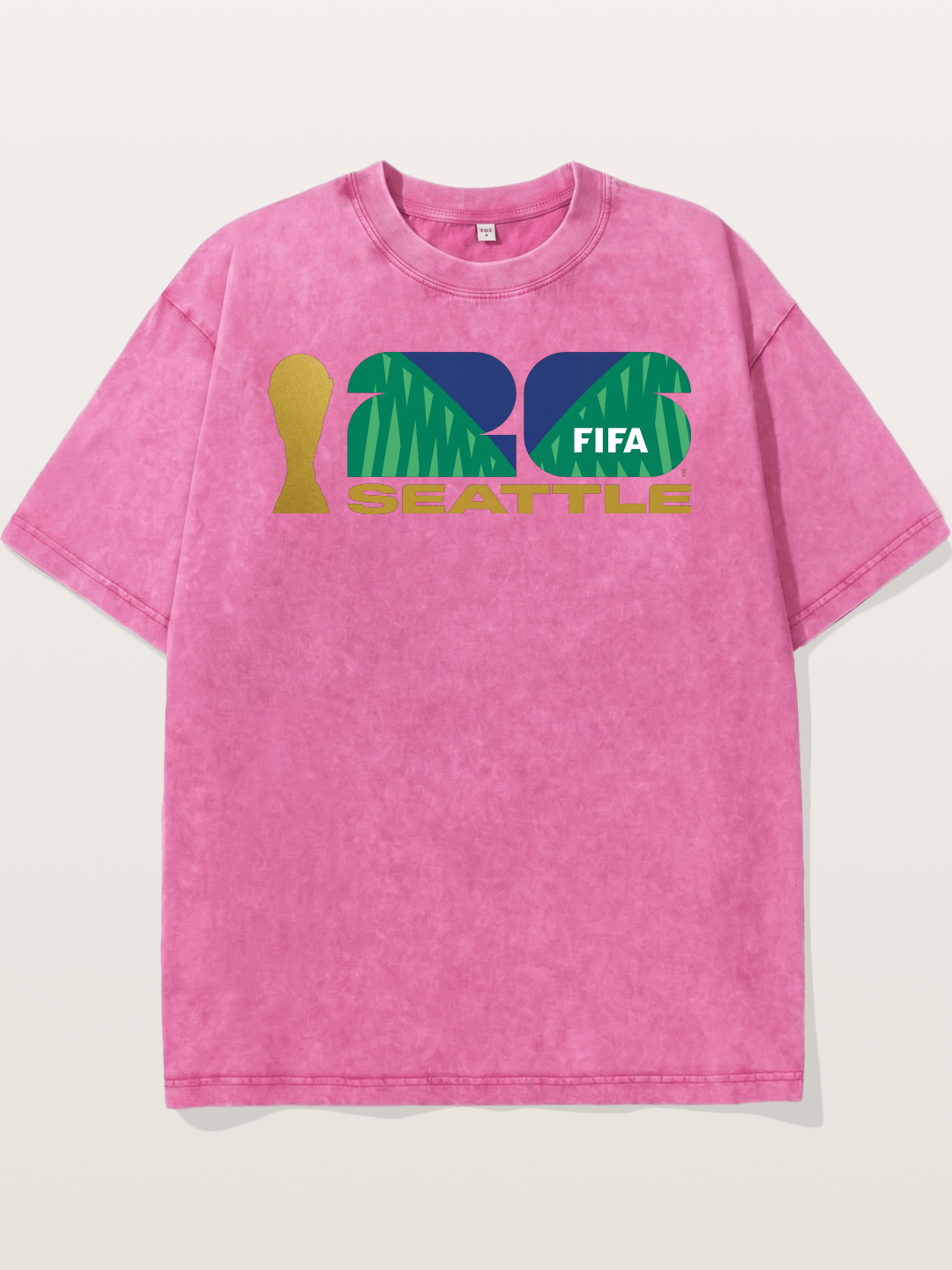 Seattle WC 2026 Gold Green Logo Washed T-shirt