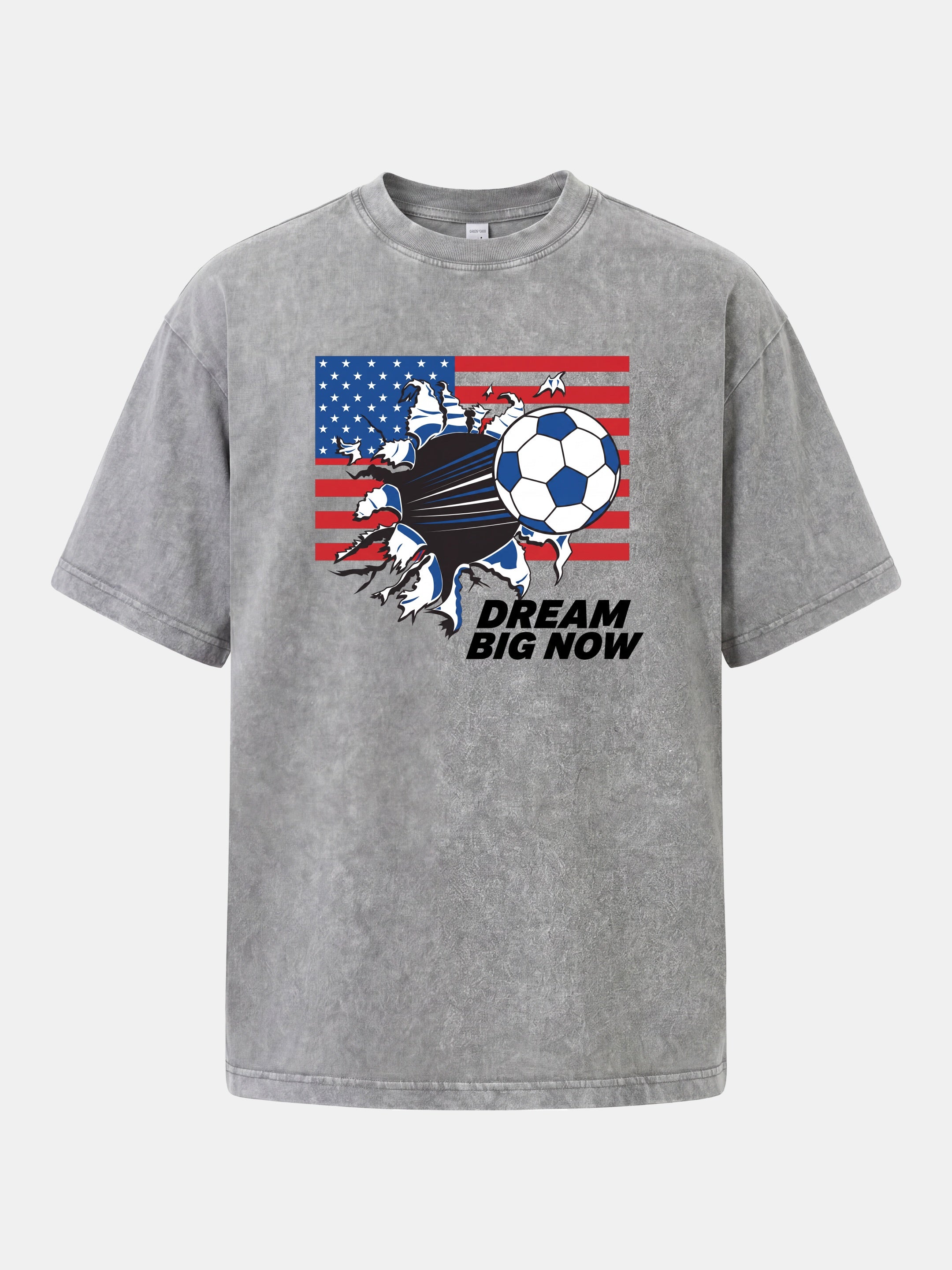 Torn Flag Soccer Explosion Design Washed T-shirt