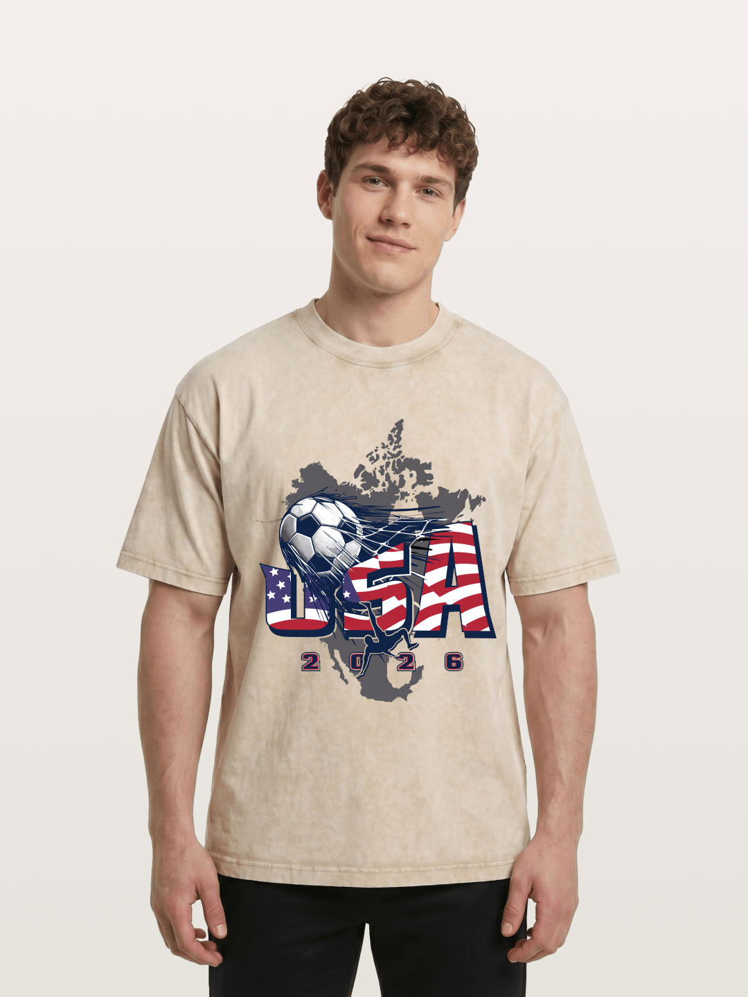 American Flag Soccer Map 2026 Washed T-shirt