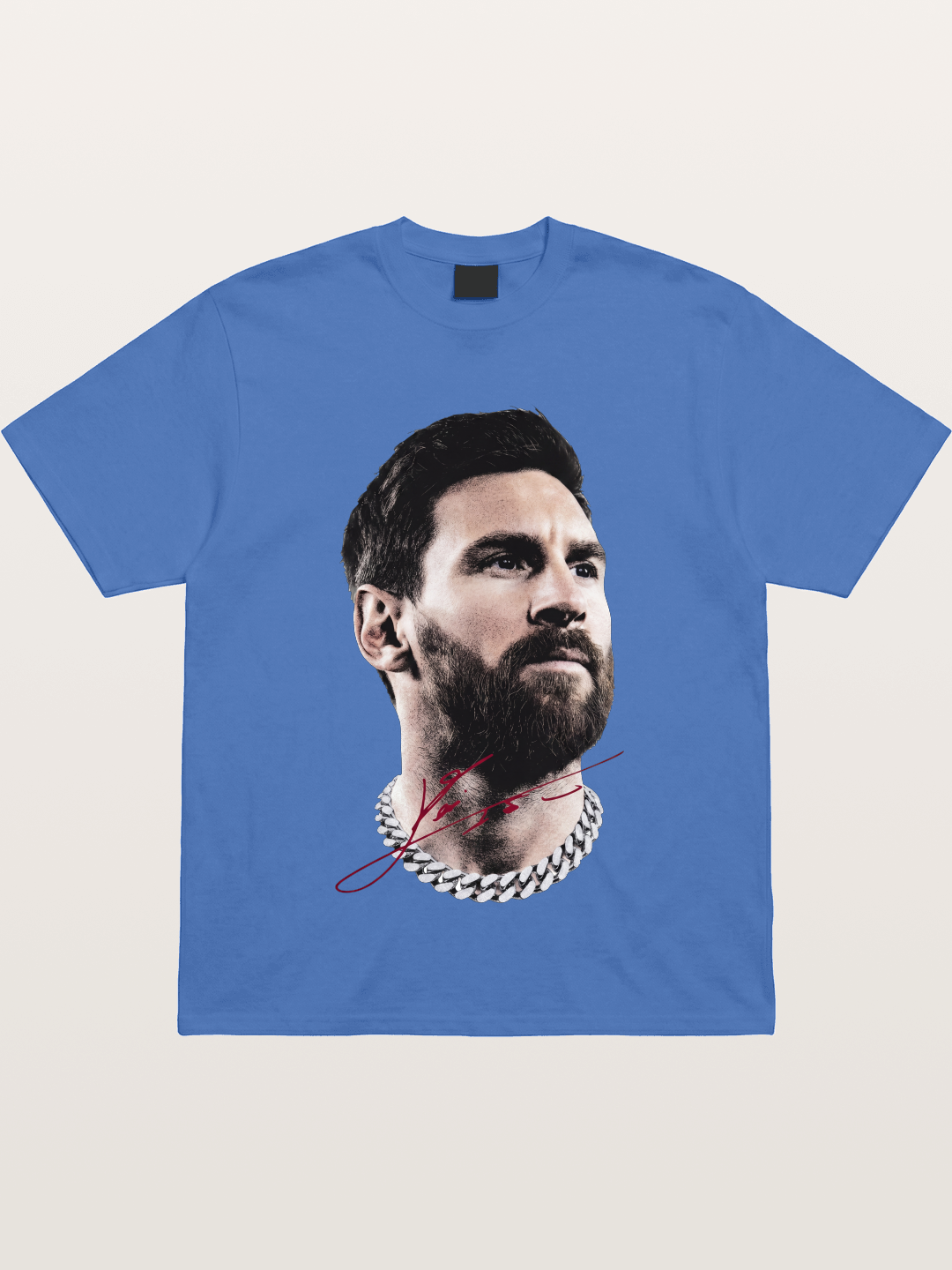 Messi Black White Signature Portrait Gildan T-shirt