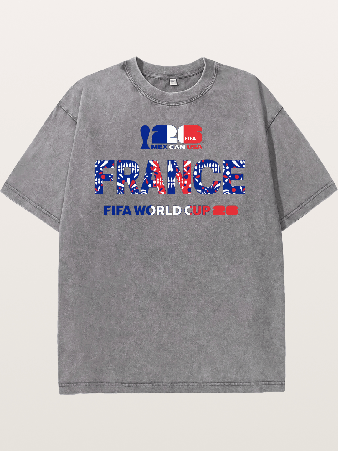 2026 World Cup France Pattern Graphic Washed T-shirt
