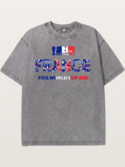 2026 World Cup France Pattern Graphic Washed T-shirt