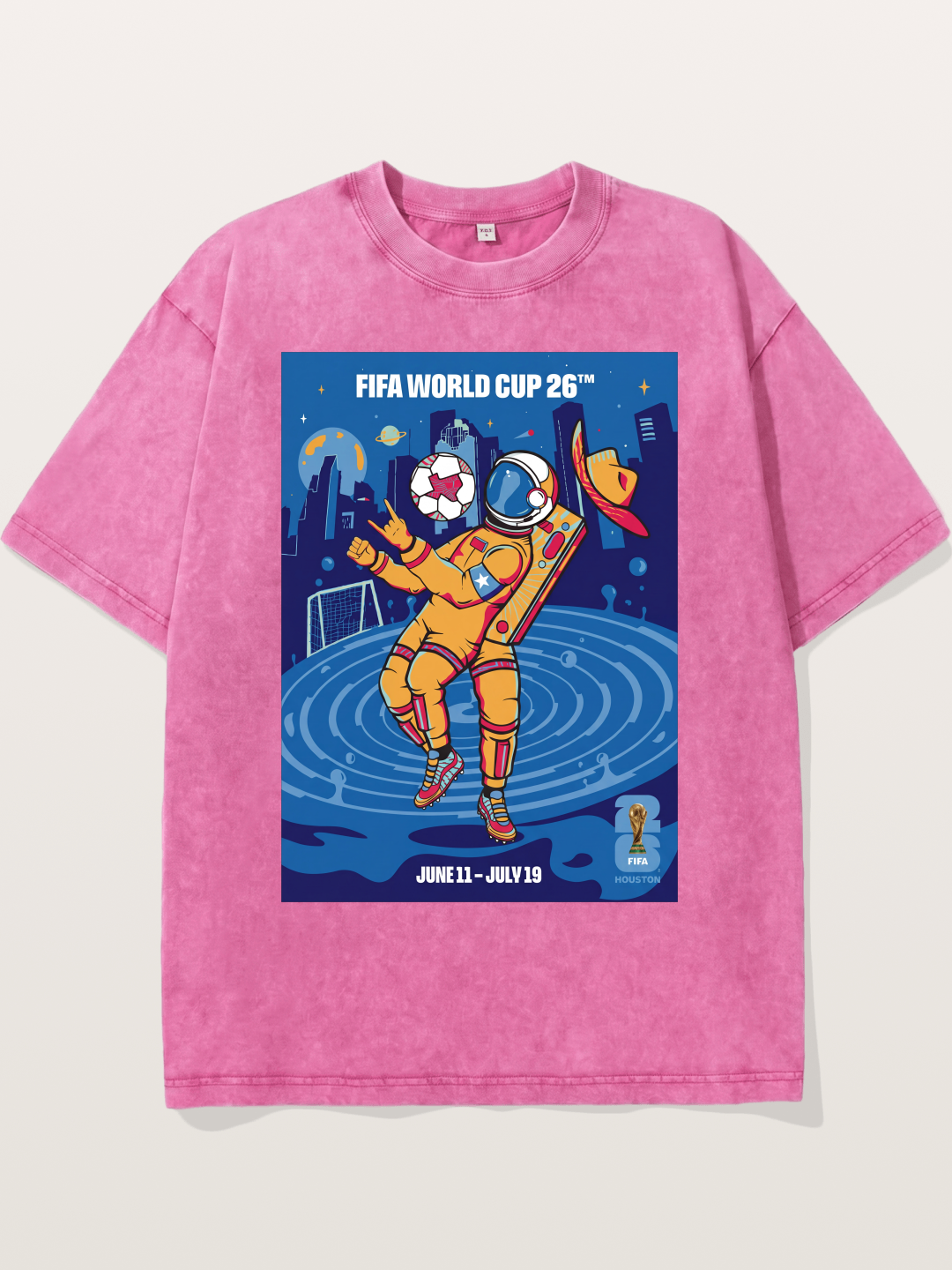 WC 2026 Astronaut Soccer Player Washed T-shirt