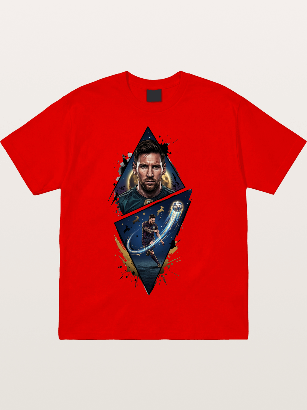 Lionel Messi Split Portrait Art Cotton T-shirt