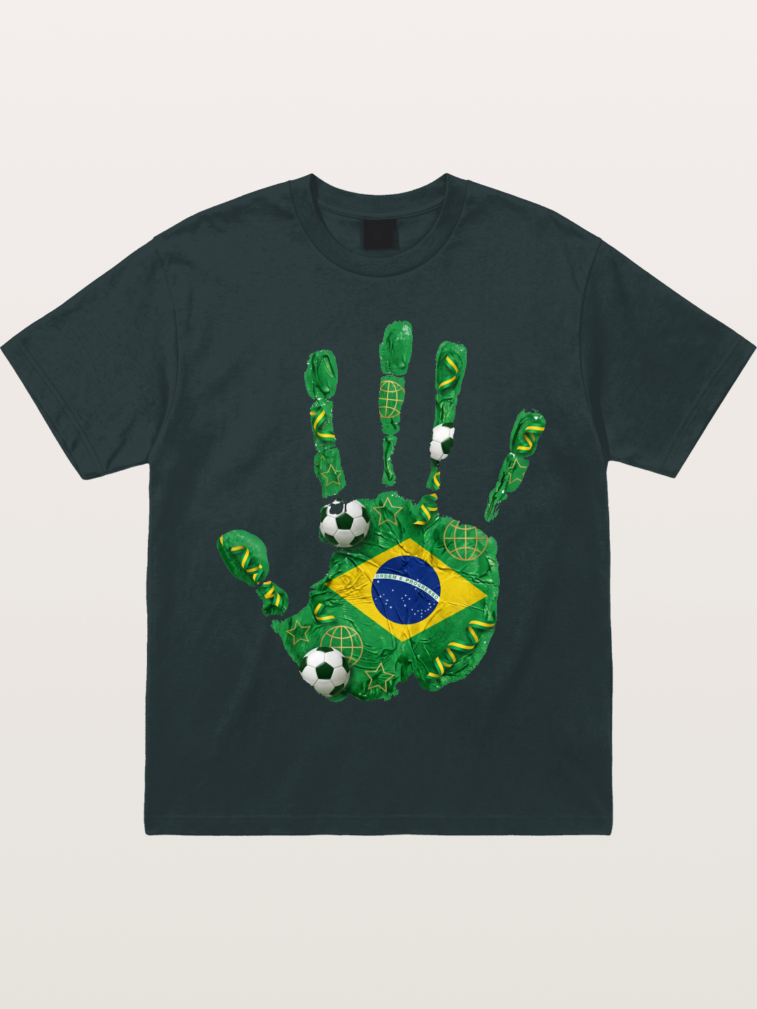 Brazil Flag Hand Soccer Art Gildan T-shirt