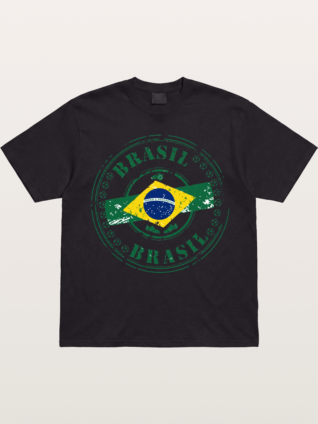 Brazil Flag Stamp Soccer Print Gildan T-shirt