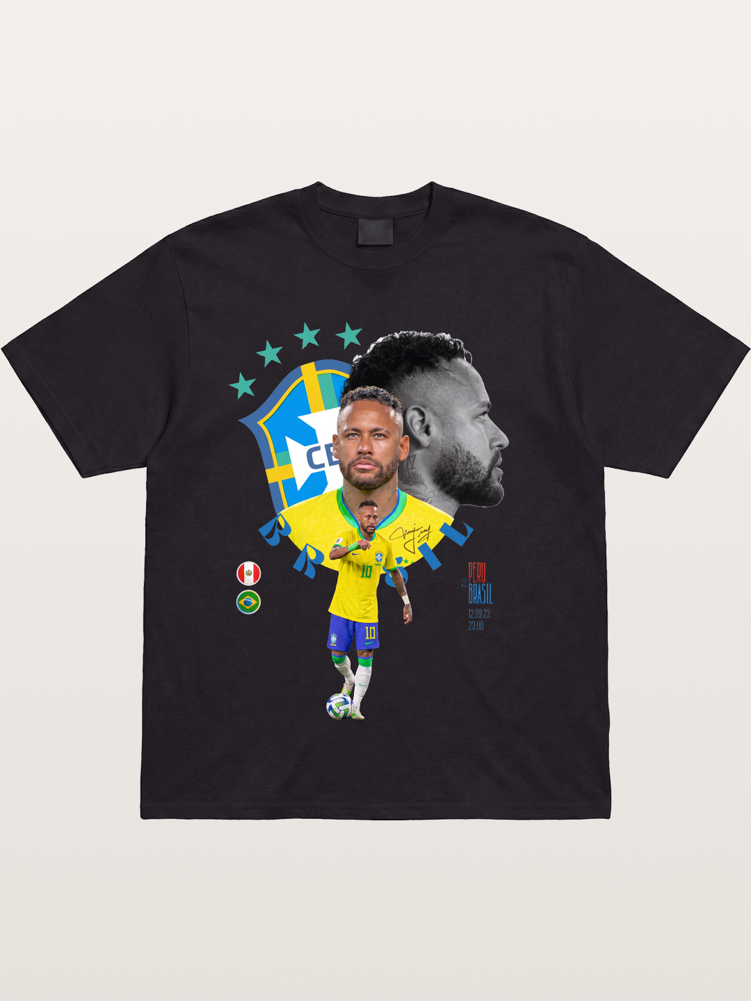 Neymar Multi Portrait Art Cotton T-shirt
