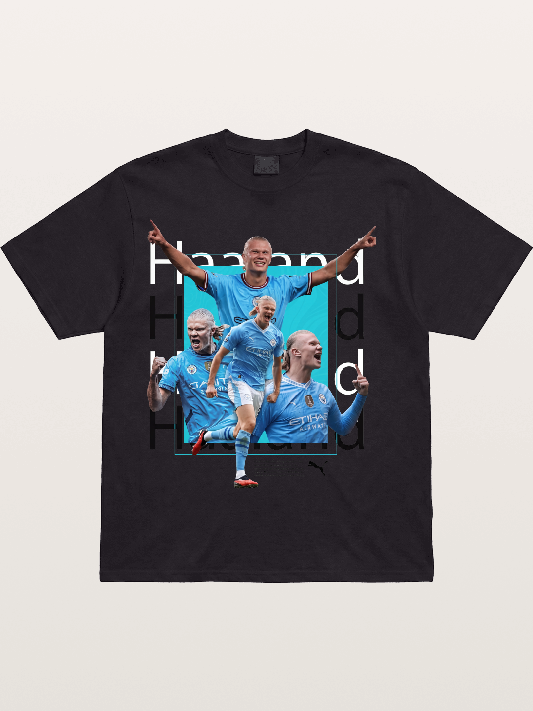 Haaland Typography Collage Art Cotton T-shirt