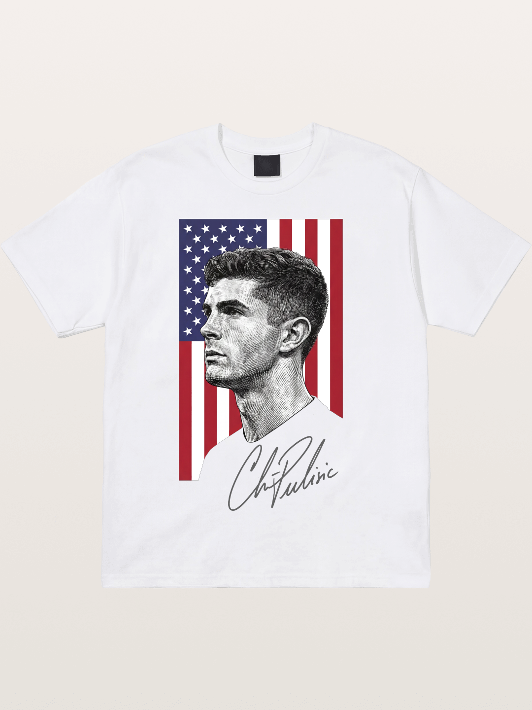 Christian Pulisic US Flag Backdrop Cotton T-shirt