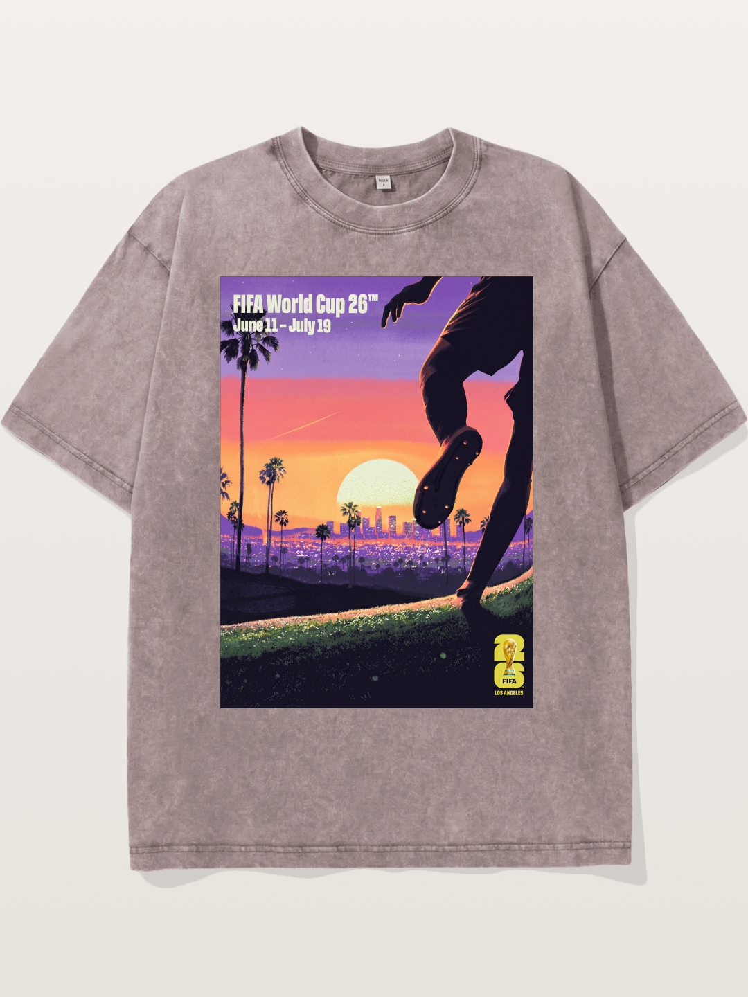 LA WC 2026 Sunset Soccer Kick Washed T-shirt
