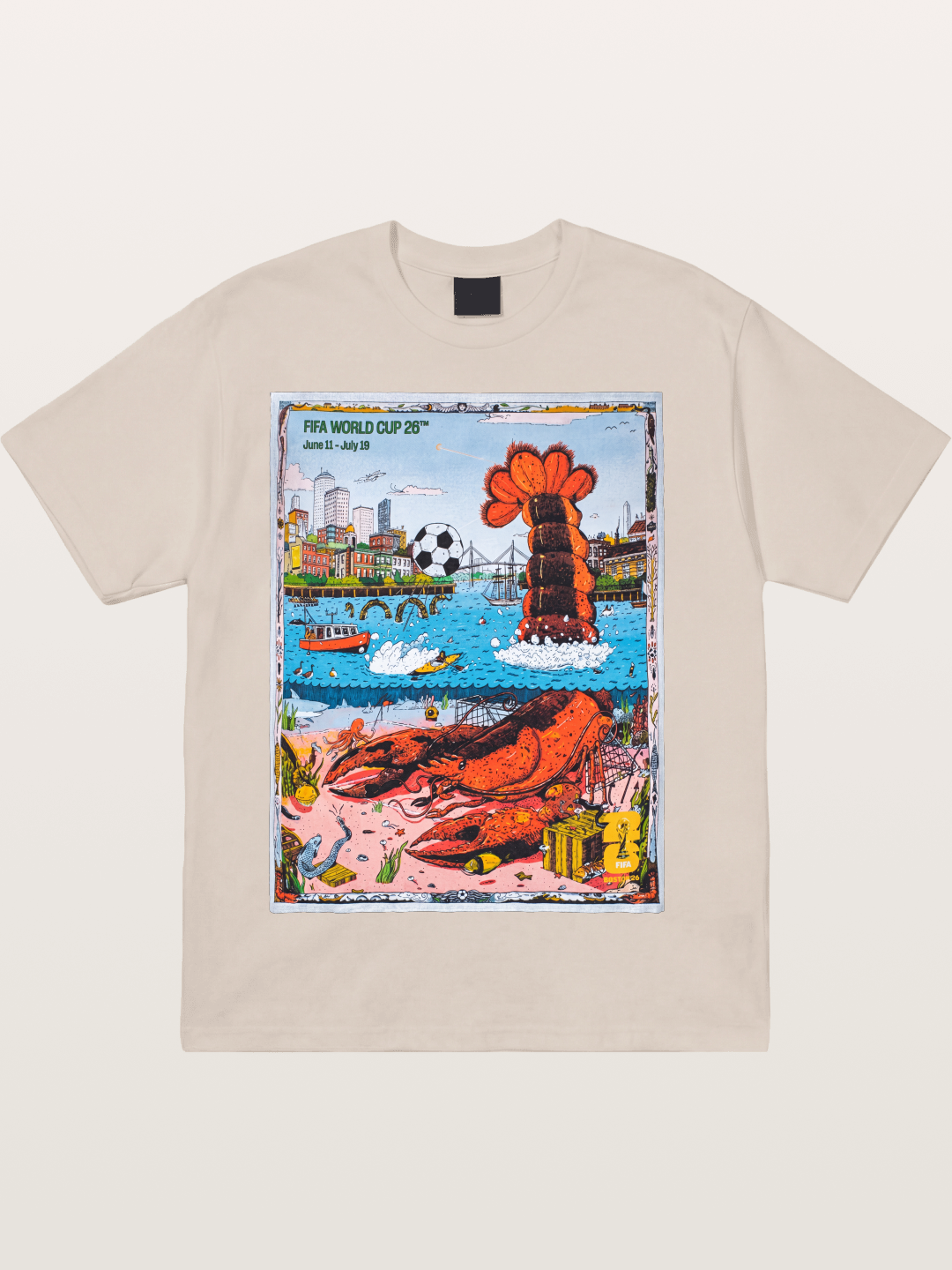FIFA 2026 Coastal City Lobster Design Cotton T-shirt