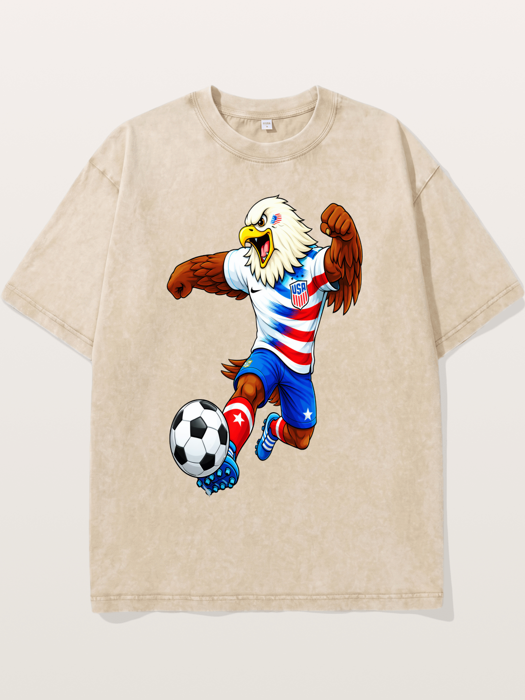 USA Eagle Mascot Soccer Graphic Washed T-shirt