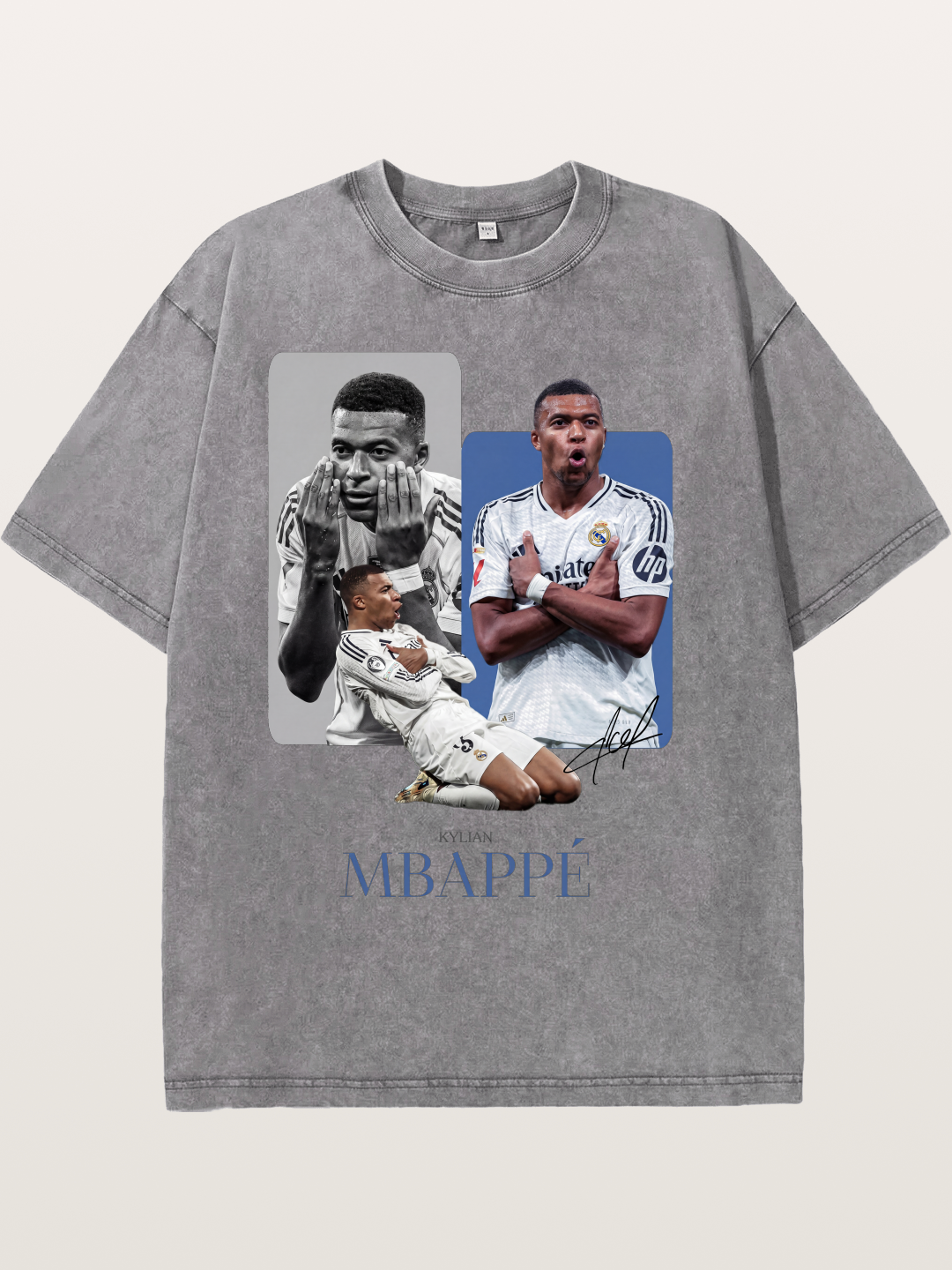 Mbappe Real Madrid Collage Washed T-shirt
