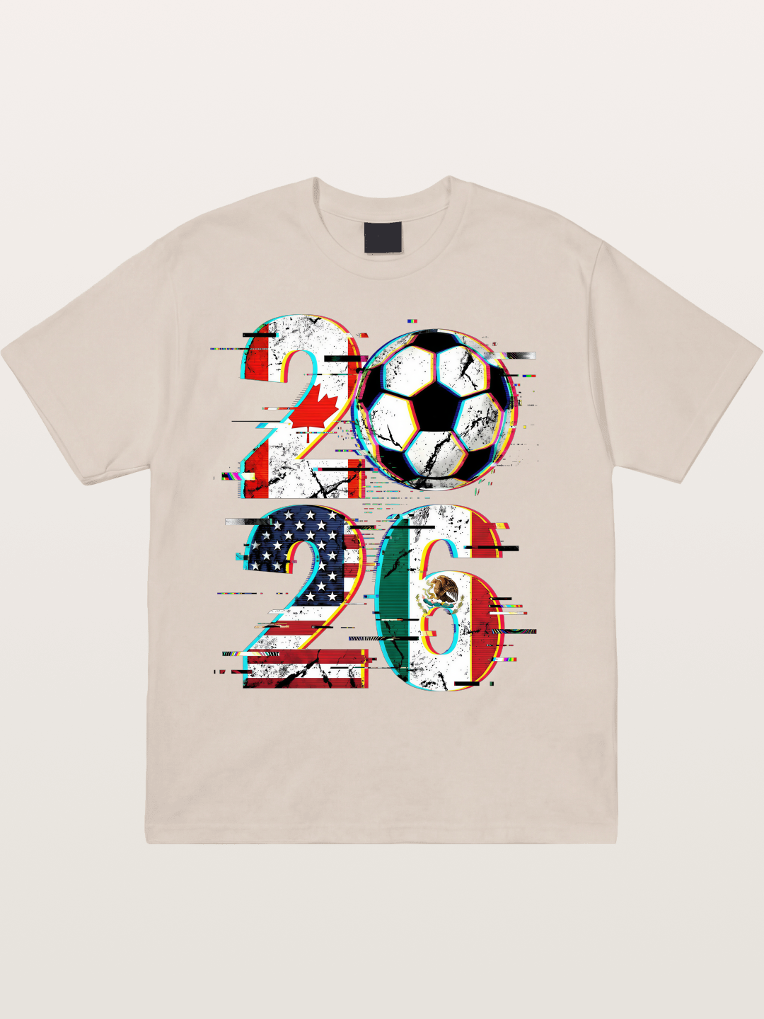 2026 WC Glitch Typography Print Cotton T-shirt