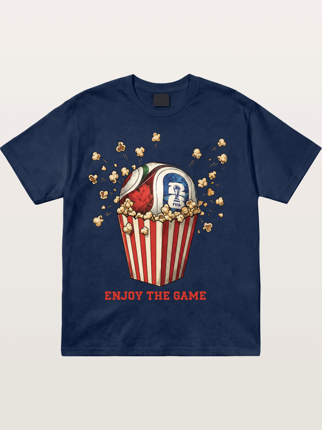 Soccer Ball in Popcorn Bucket Cotton T-shirt