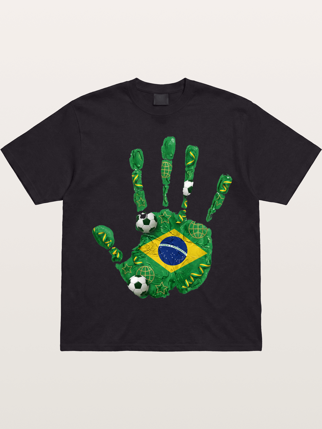 Brazil Flag Hand Soccer Art Gildan T-shirt