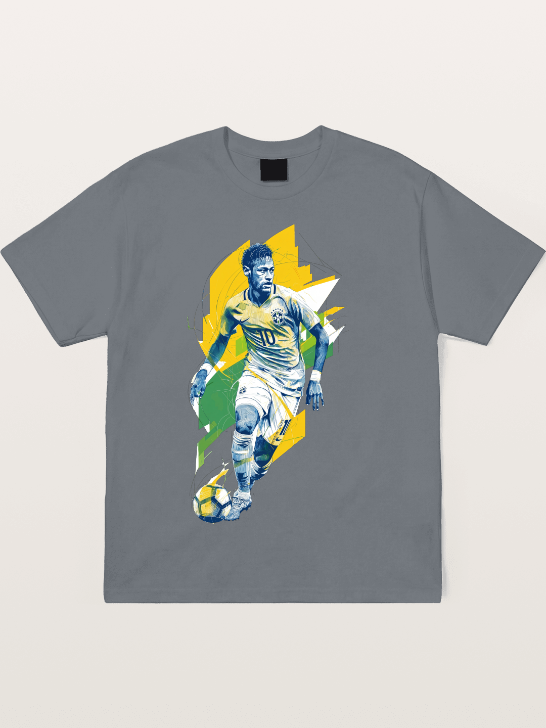 Neymar Brazil Geometric Print Cotton T-shirt