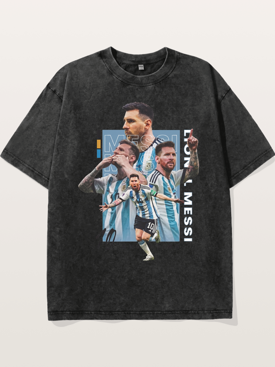 Messi Argentina Layered Collage Washed T-shirt