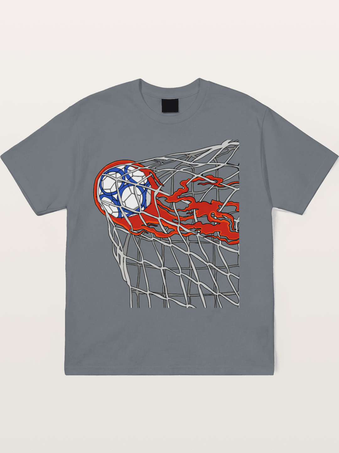 Flaming Goal Net Illustration Cotton T-shirt