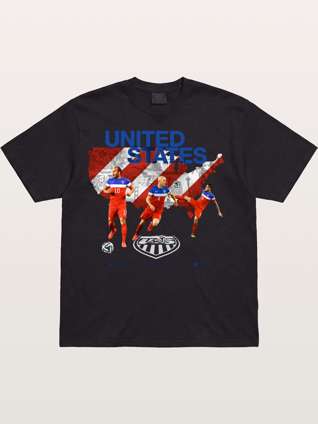 USA Soccer Stars On Map Outline Cotton T-shirt