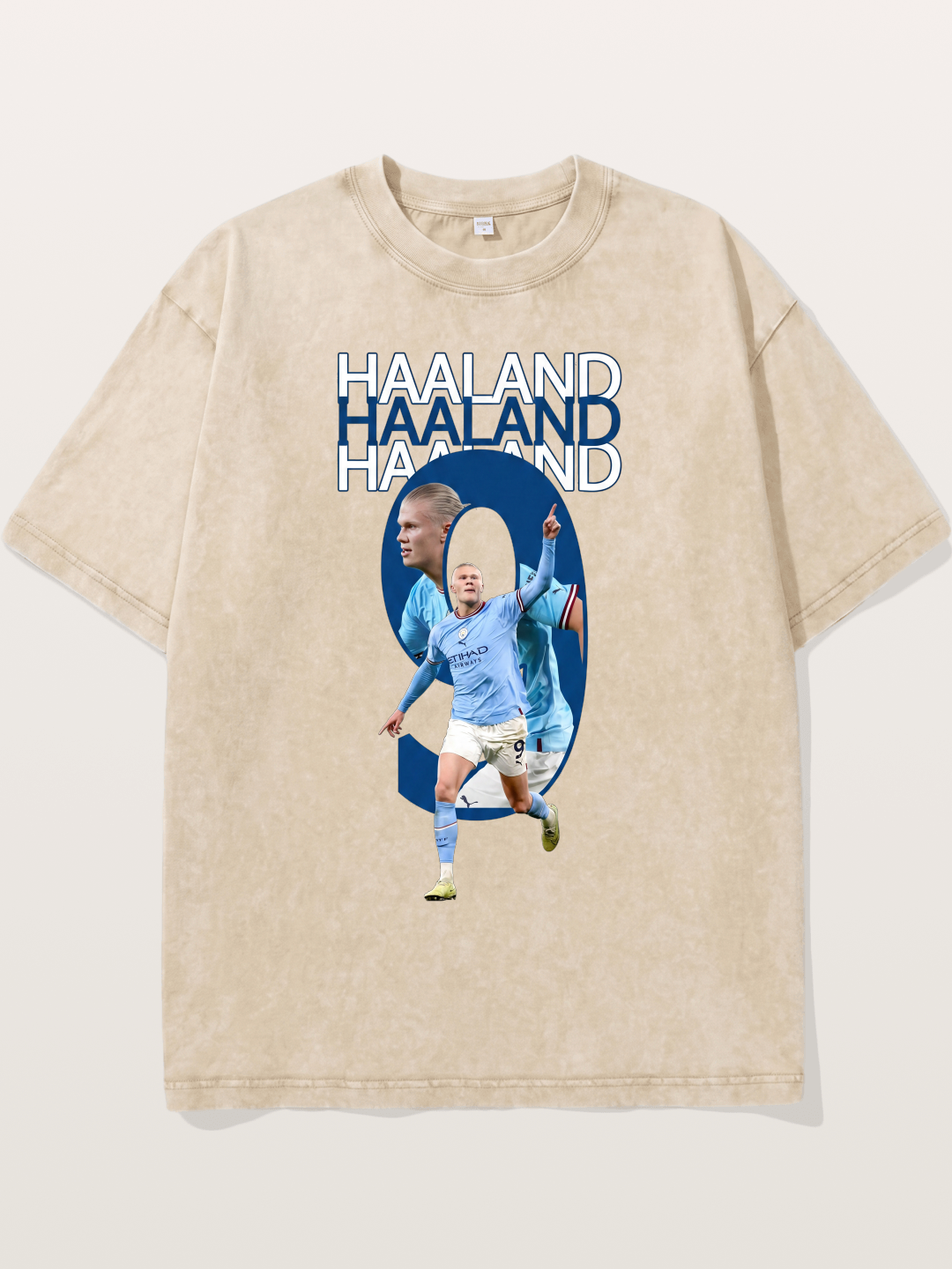 Haaland Man City Number 9 Art Washed T-shirt
