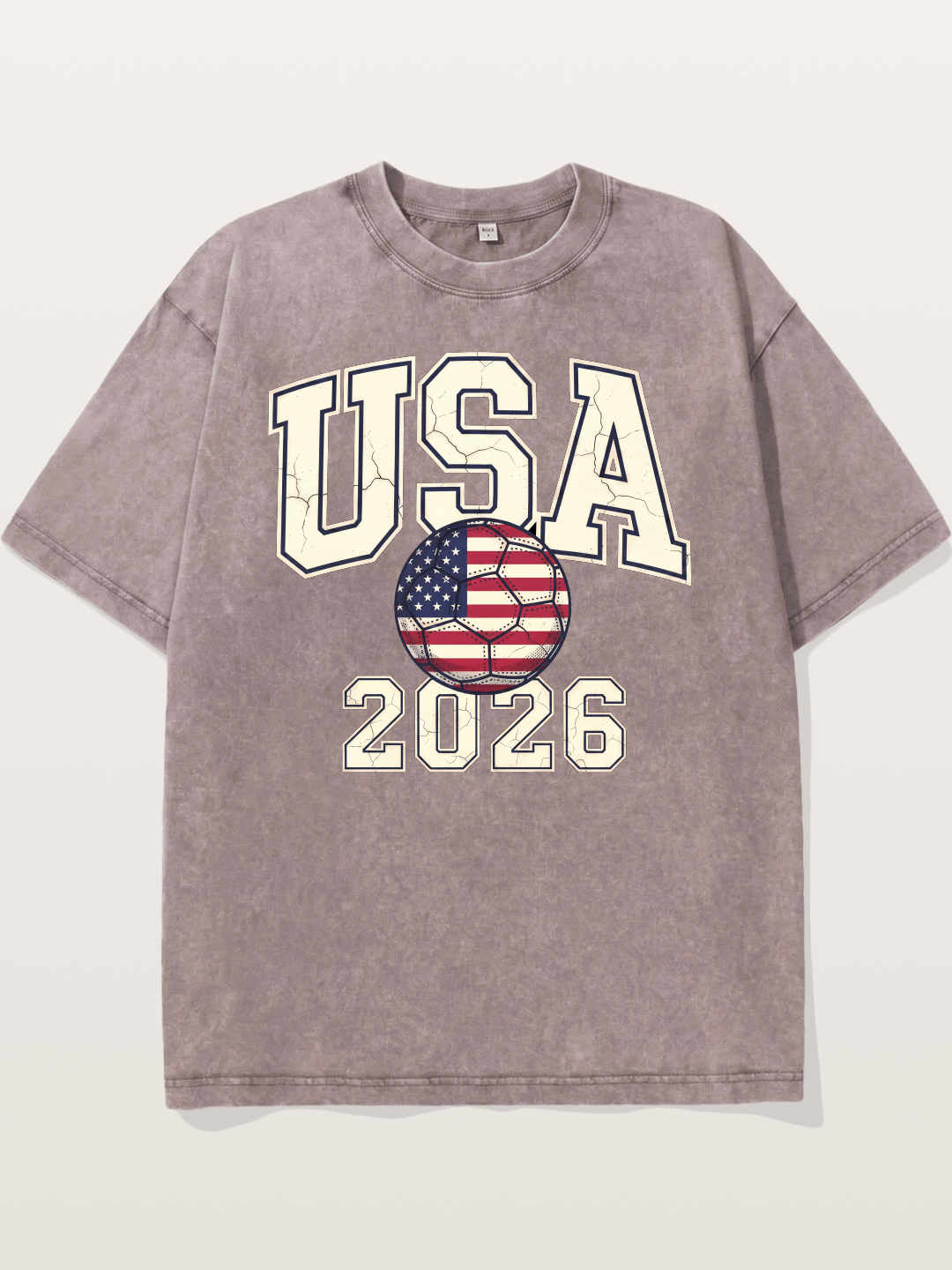 USA 2026 Cracked Letter Soccer Washed T-shirt