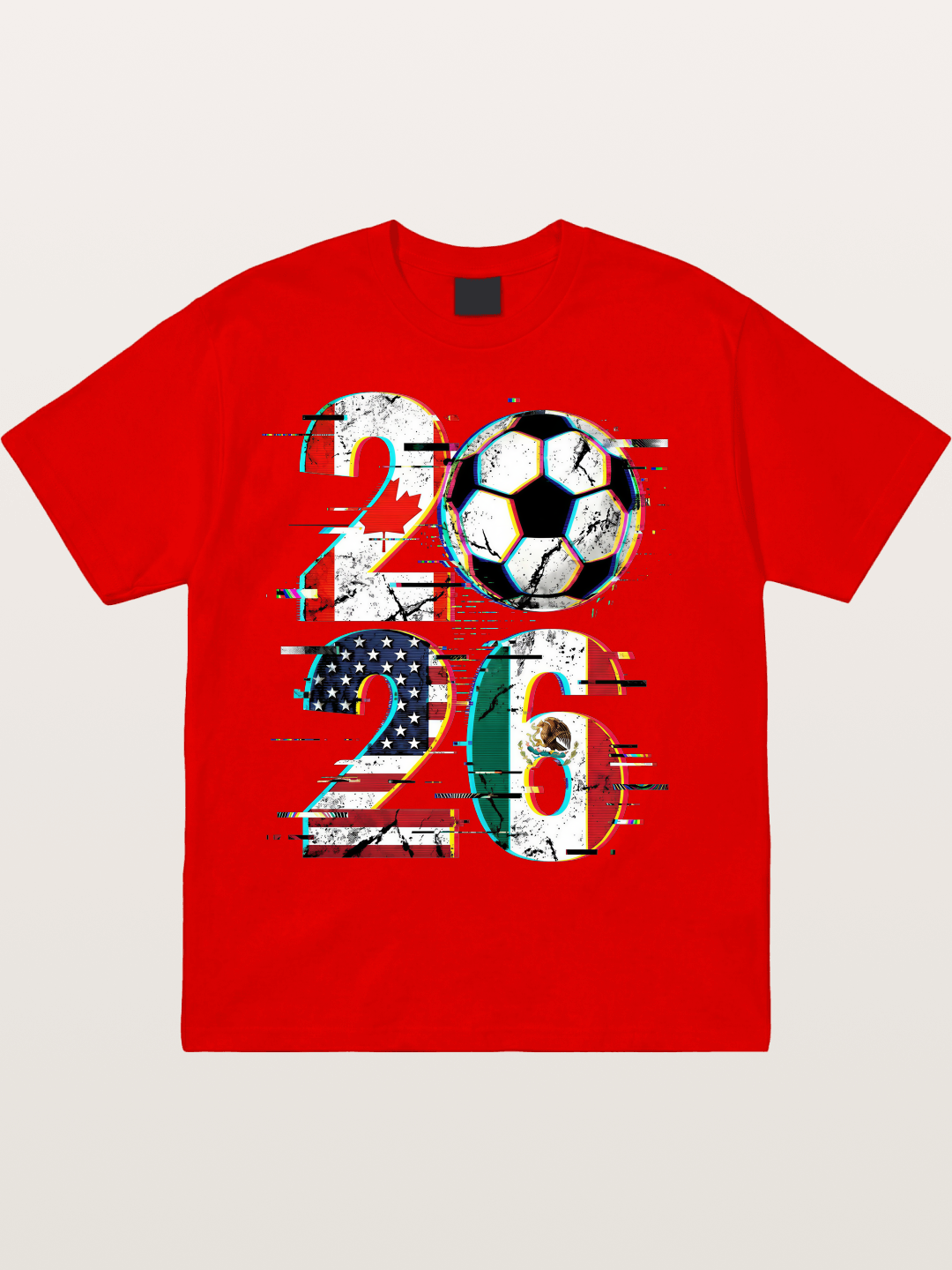 2026 WC Glitch Typography Print Cotton T-shirt