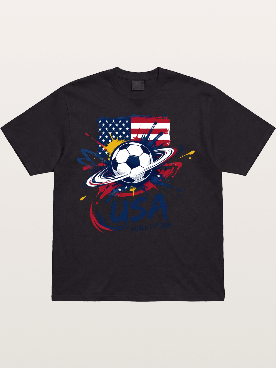 American Flag Splatter Soccer 2026 Cotton T-shirt