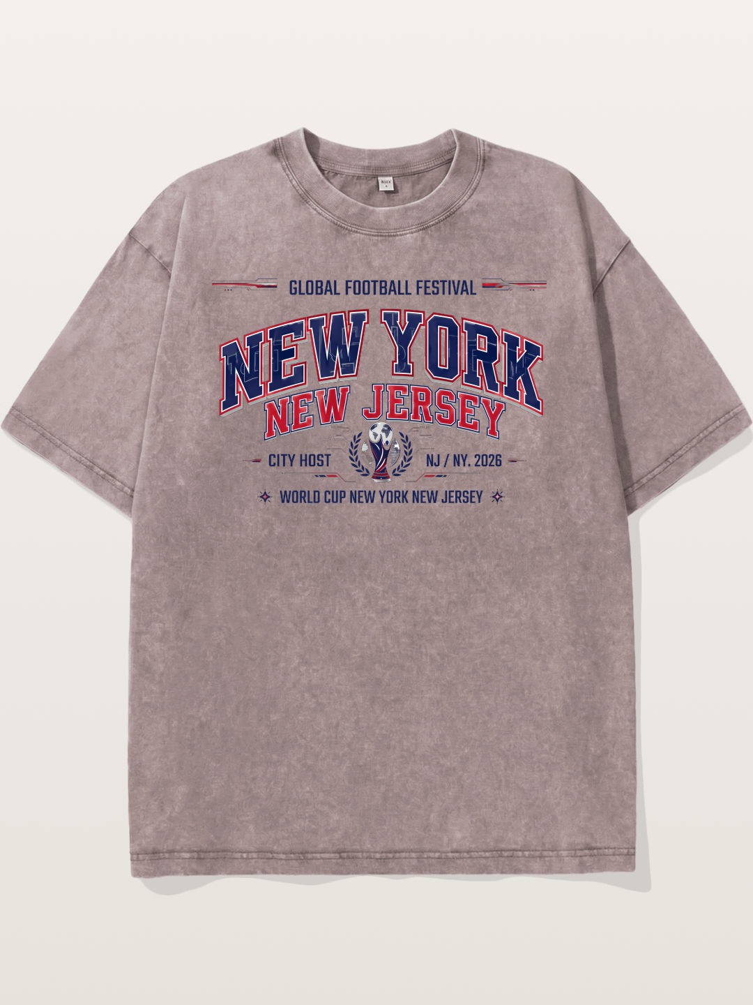 NYC New Jersey 2026 WC Badge Washed T-shirt