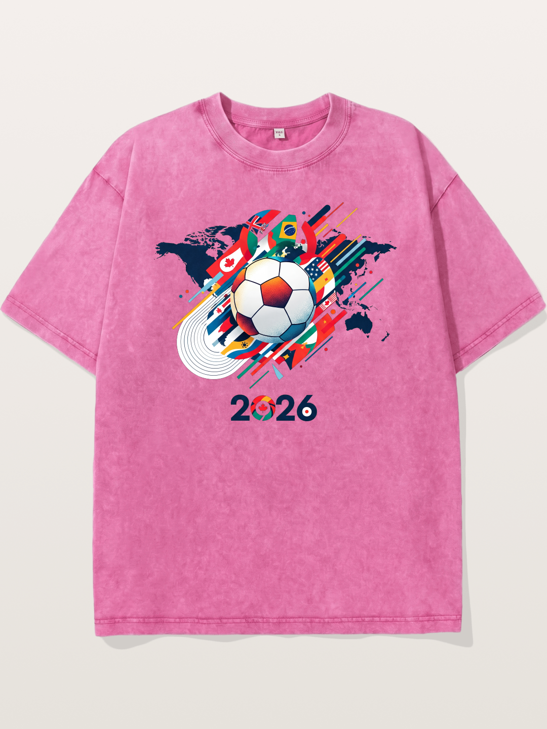 World Cup 2026 Global Flags Print Washed T-shirt