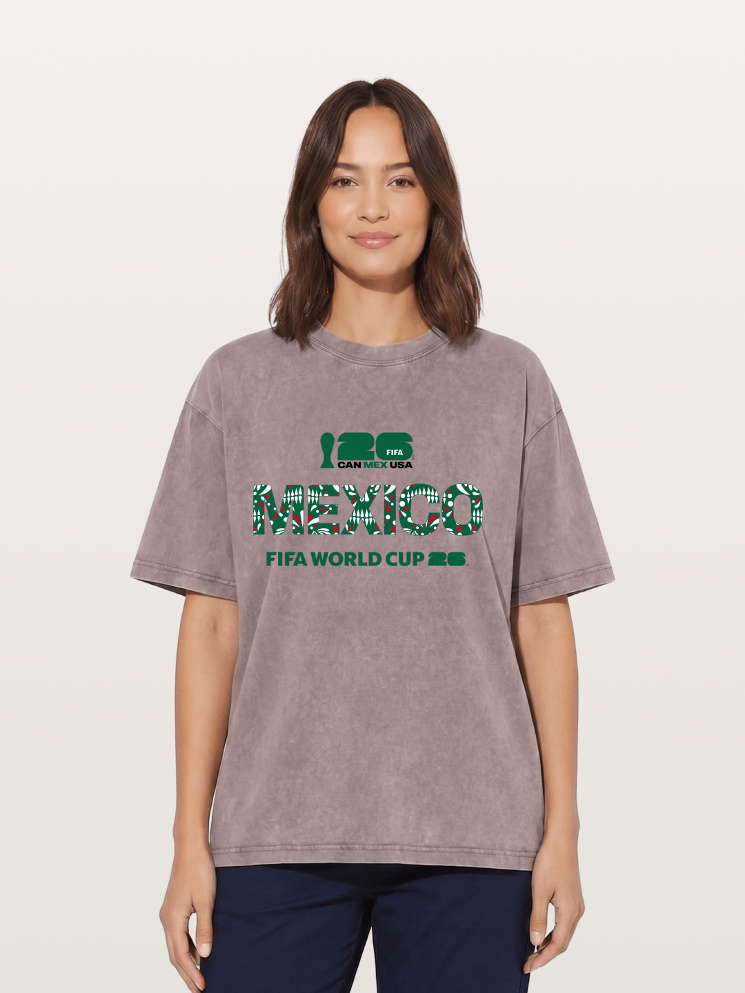 Mexico 2026 Pattern Typography Washed T-shirt