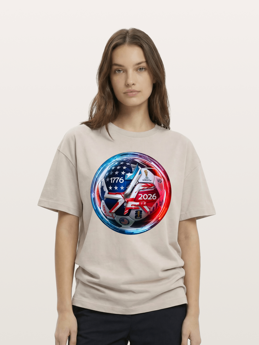 2026 USA Soccer Ball Poster Cotton T-shirt