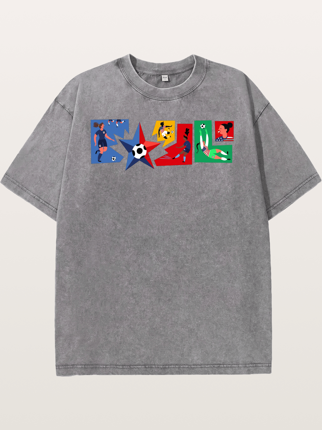 USA Women Soccer Collage Art Washed T-shirt
