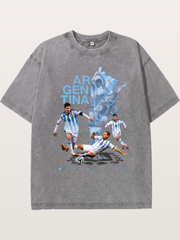 Argentina Soccer Legends Map Layout Washed T-shirt