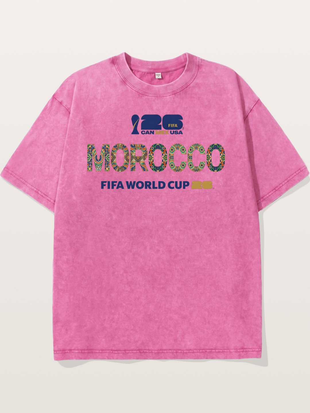 Morocco 2026 Mosaic Typography Washed T-shirt