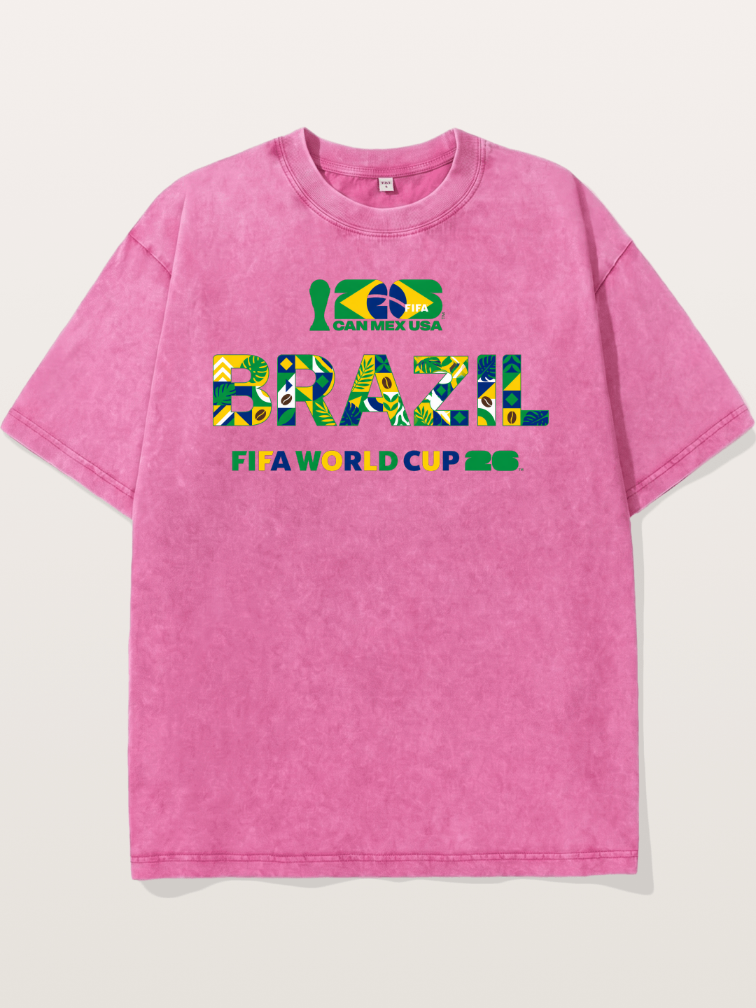 Brazil 2026 Floral Pattern Art Washed T-shirt