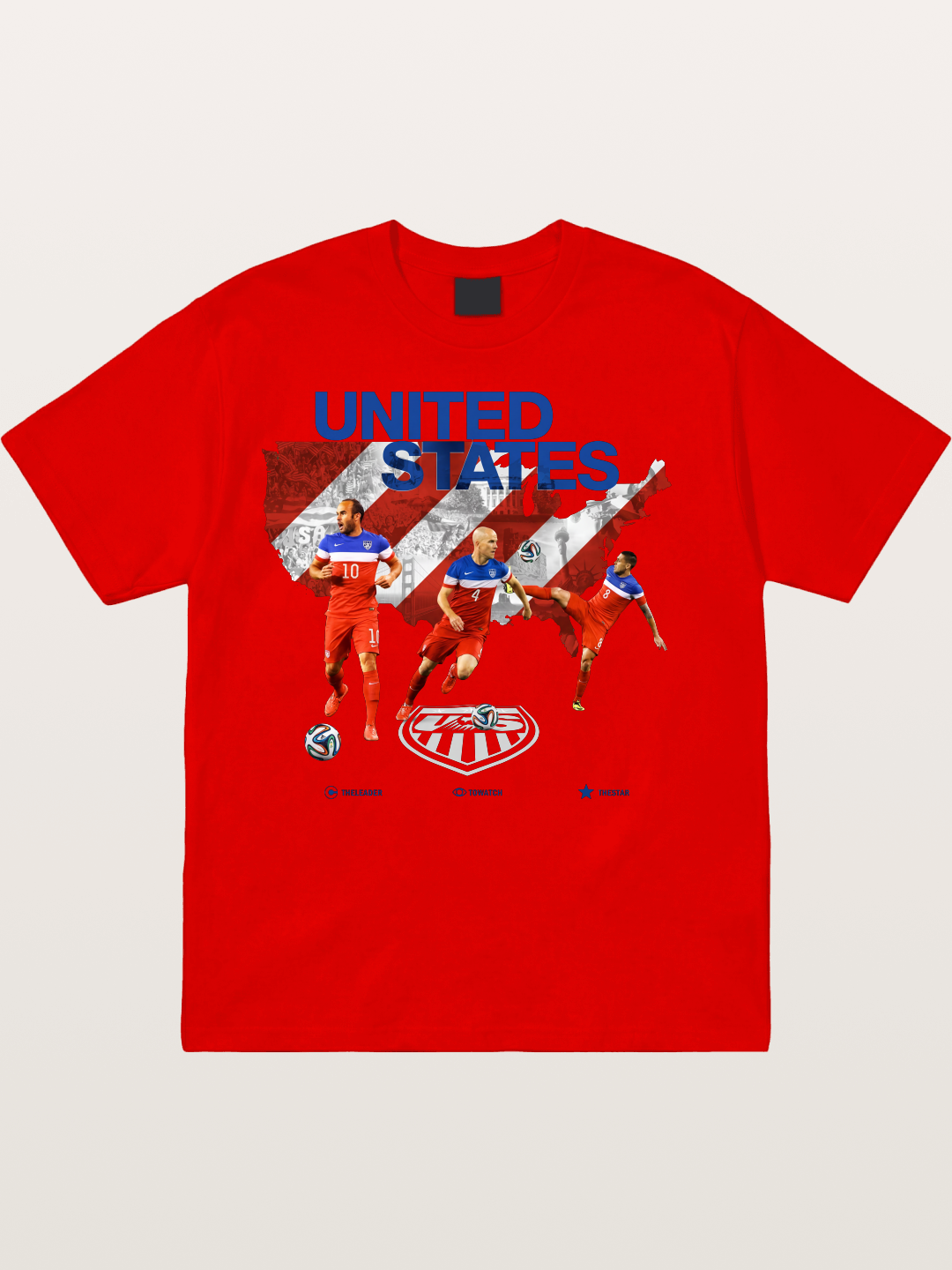 USA Soccer Stars On Map Outline Cotton T-shirt