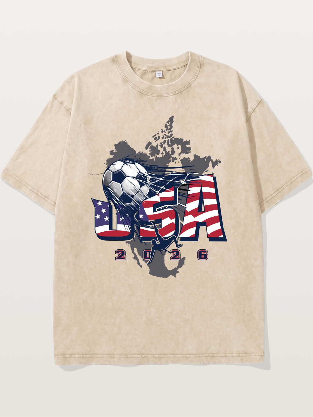 American Flag Soccer Map 2026 Washed T-shirt