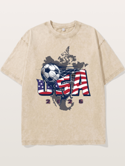 American Flag Soccer Map 2026 Washed T-shirt
