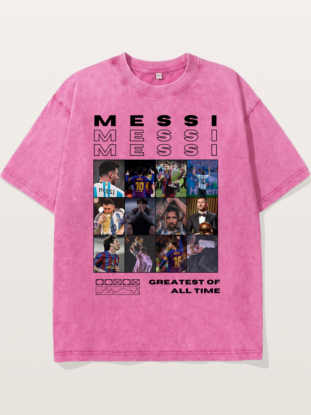 Messi Greatest of All Time Montage Washed T-shirt
