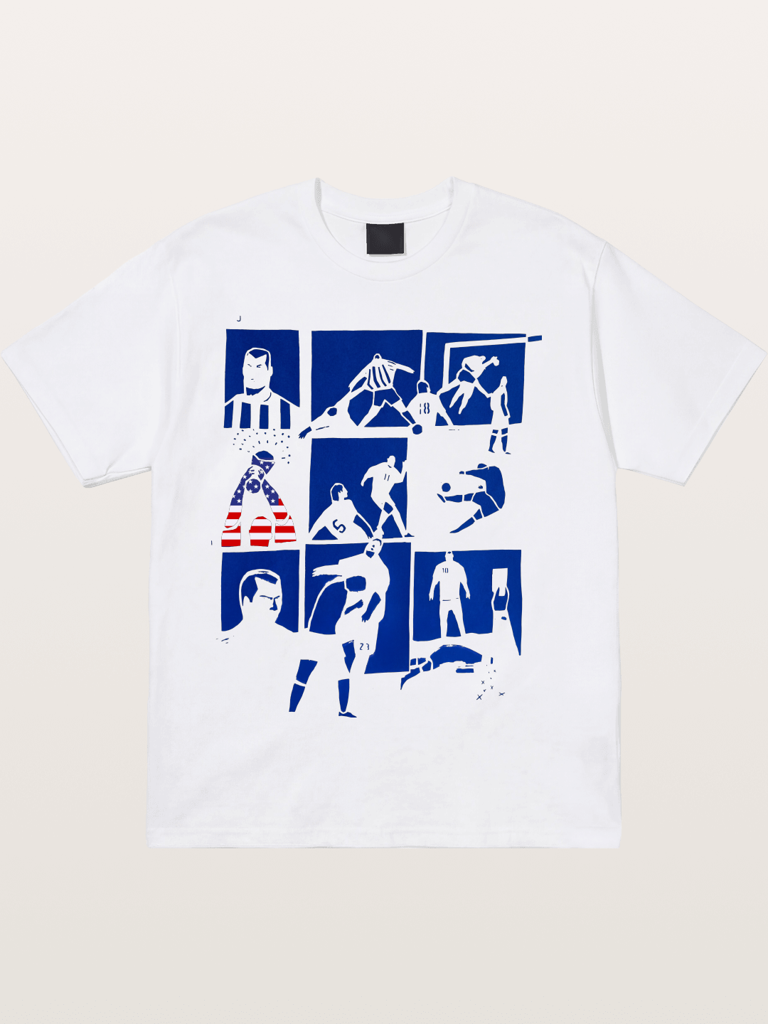 USA Soccer Player Silhouette Grid Cotton T-shirt