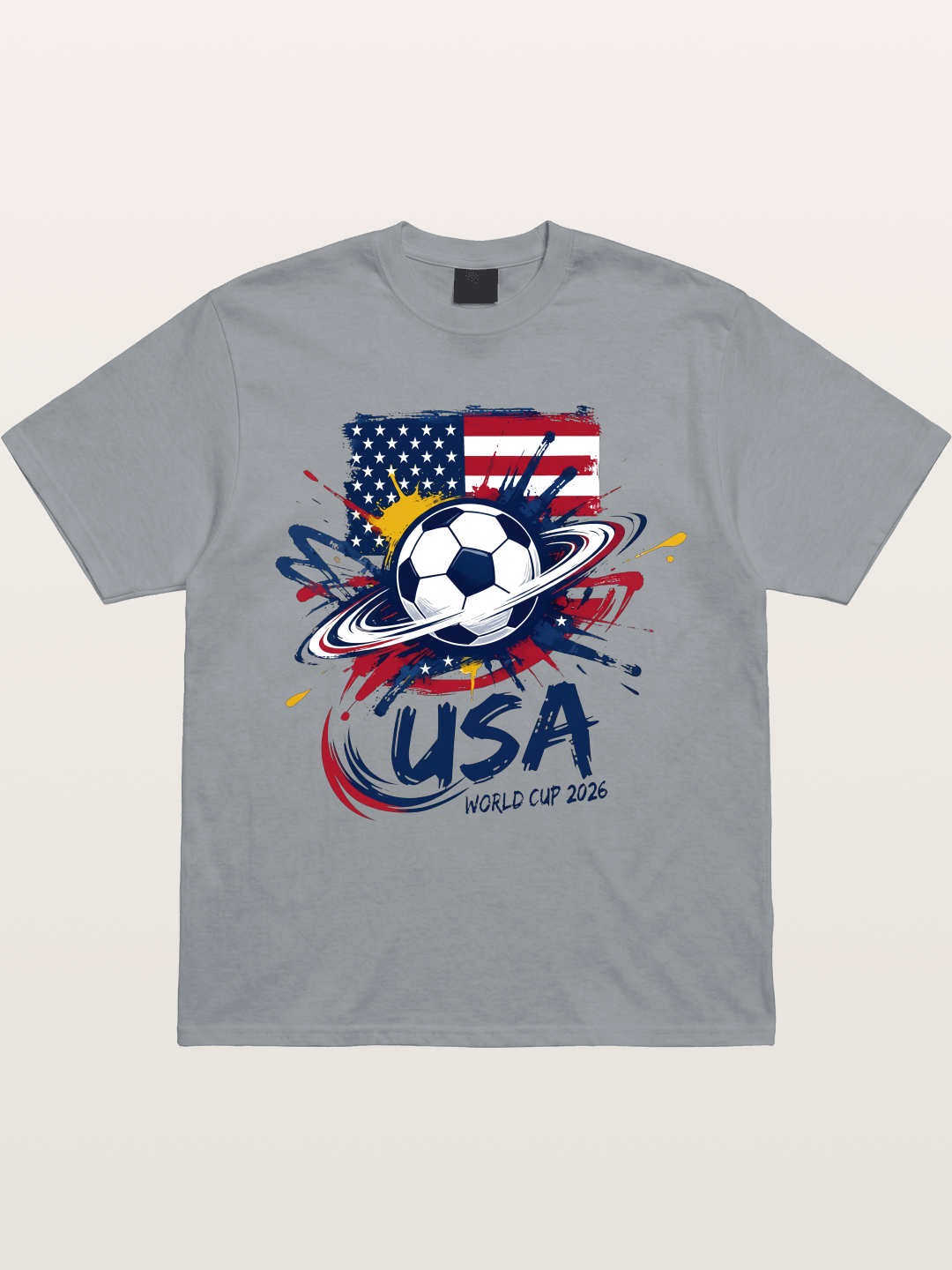 American Flag Splatter Soccer 2026 Gildan T-shirt